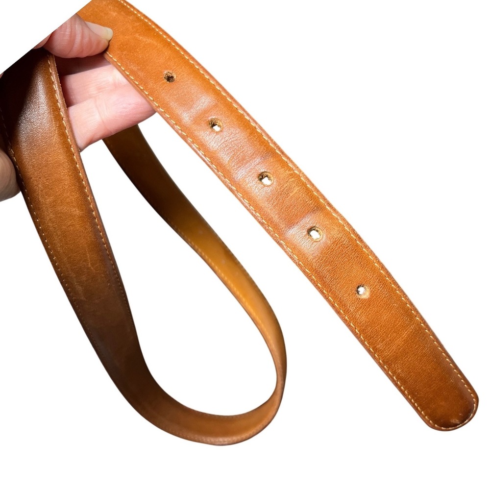 Vintage Coach 6600 British Tan Leather Belt Solid Brass Buckle USA Size 36 - Picture 6 of 7